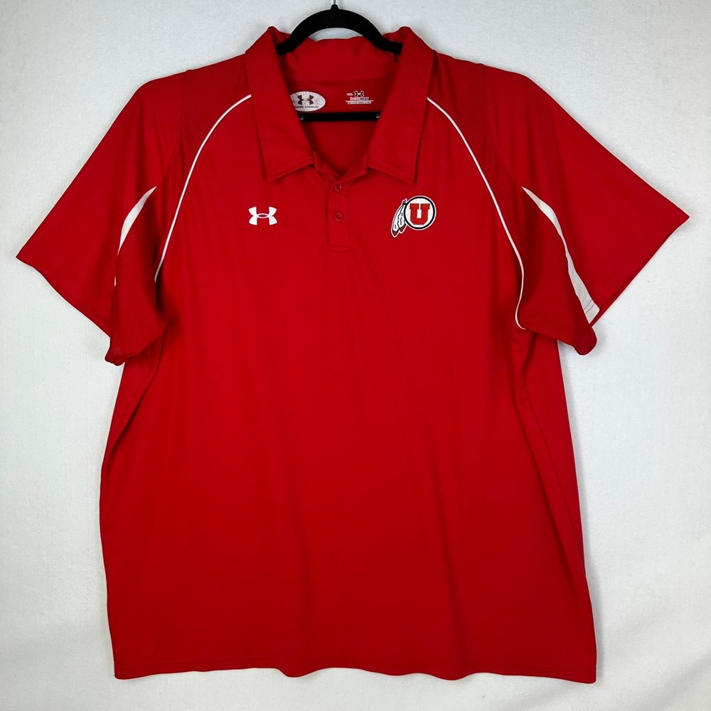 Under Armour Utah Utes Red Heatgear Polo Shirt Mens 4XL